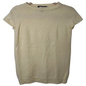 Lg fit S-M Y2k VTG DKNY 100% Cashmere Cap Sleeve Top Butter Yellow Coquette Soft
